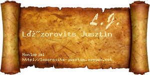 Lázorovits Jusztin névjegykártya